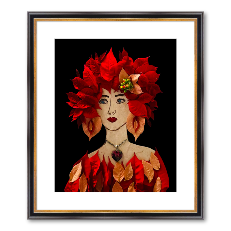 Poinsettia Fine Art Print - Rectangle Academie Frame