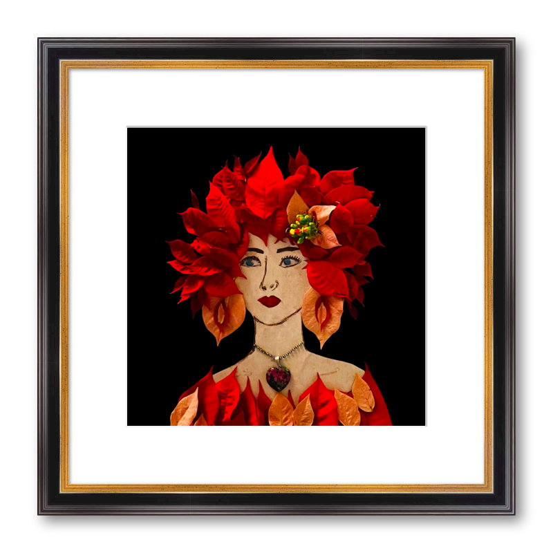 Poinsettia Fine Art Print - Square Academie Frame