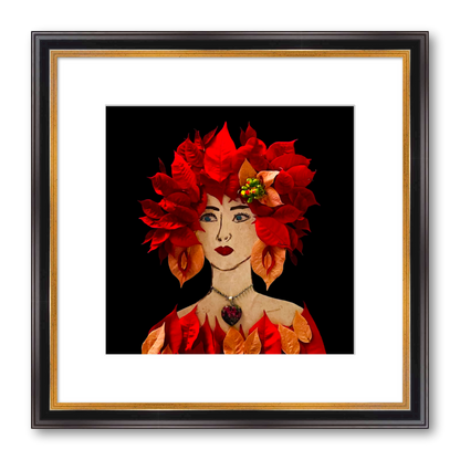 Poinsettia Fine Art Print - Square Academie Frame