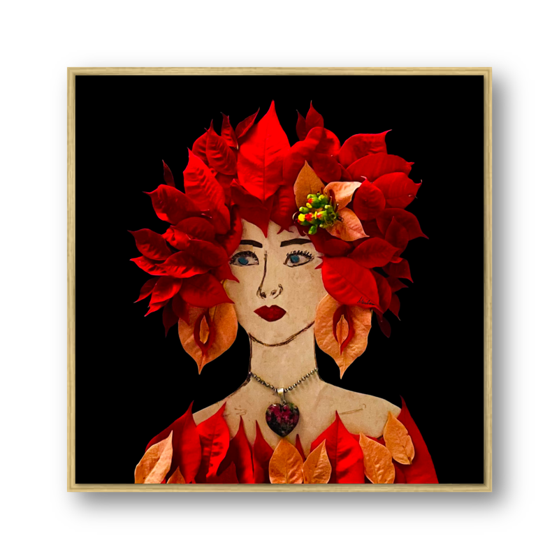 Poinsettia Metal Print - Square Gold