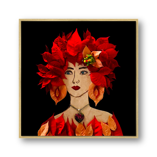 Poinsettia Metal Print - Square Gold