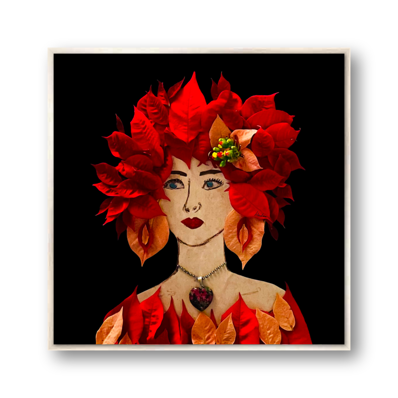 Poinsettia Metal Print - Square Silver