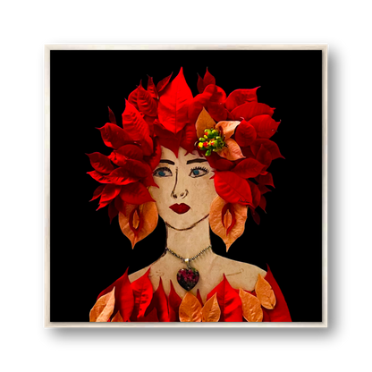 Poinsettia Metal Print - Square Silver