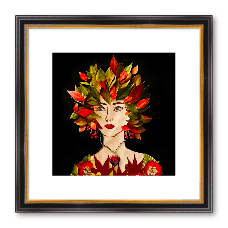Red Nandina Fine Art Print - Square Academie Frame