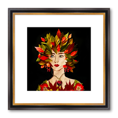 Red Nandina Fine Art Print - Square Academie Frame