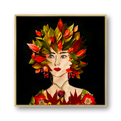 Red Nandina Metal Print - Square Gold