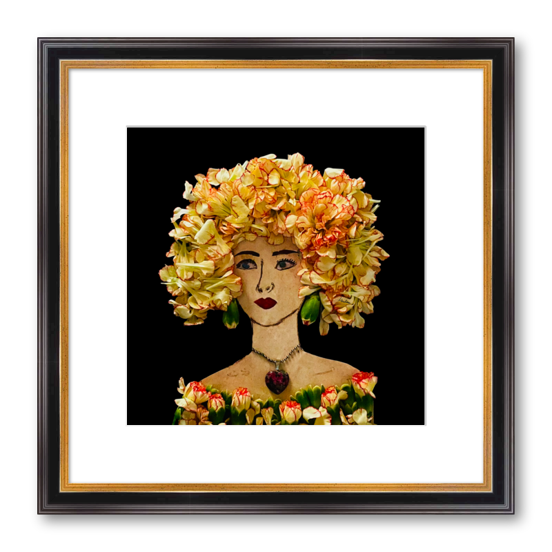 Ruffled Carnation Fine Art Print - Square Academie Frame