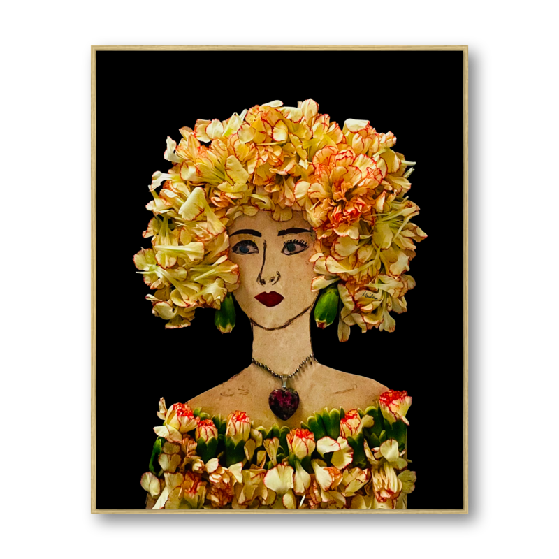 Ruffled Carnation Metal Print - Rectangle Gold