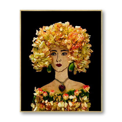 Ruffled Carnation Metal Print - Rectangle Gold