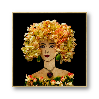 Ruffled Carnation Metal Print - Square Gold