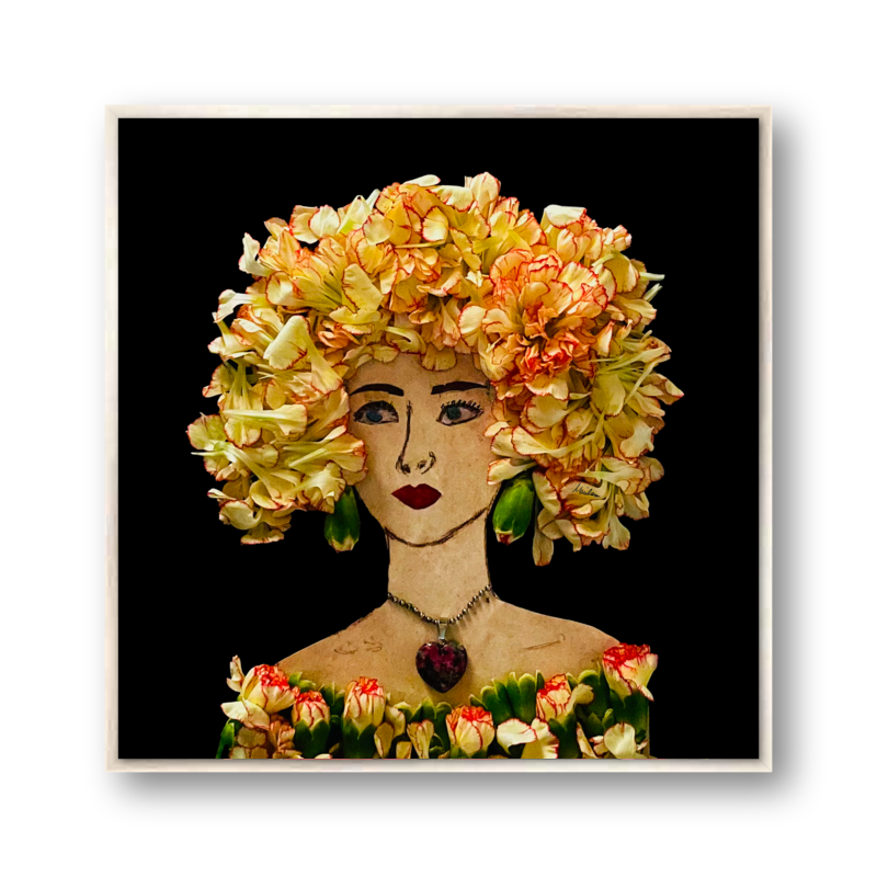 Ruffled Carnation Metal Print - Square Silver