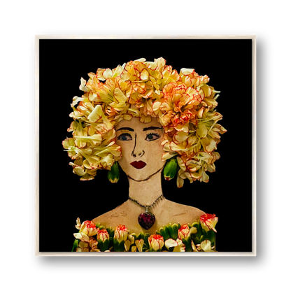 Ruffled Carnation Metal Print - Square Silver