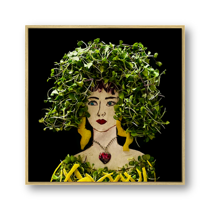 Sprouts with a Twist Metal Print - Square Gold