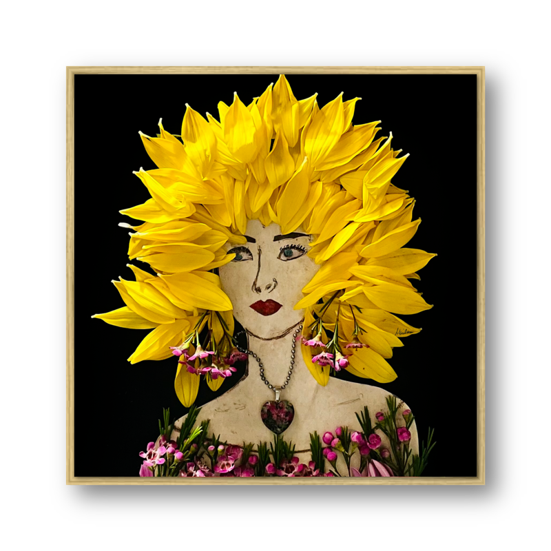 Sunflower Metal Print - Square Gold