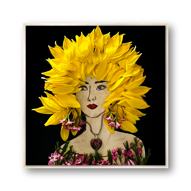 Sunflower Metal Print - Square Silver