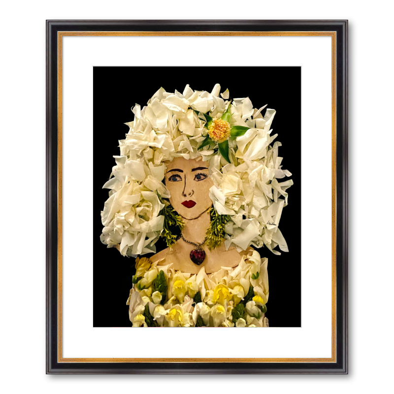 White Rose Fine Art Print - Rectangle Academie Frame