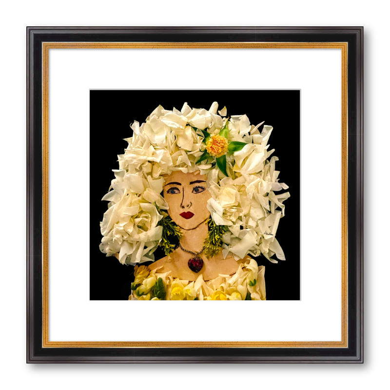 White Rose Fine Art Print - Square Academie Frame