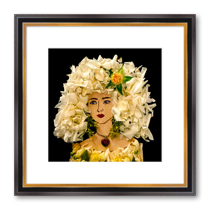 White Rose Fine Art Print - Square Academie Frame