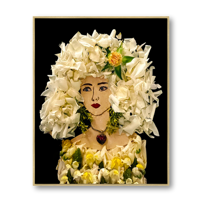 White Rose Metal Print - Rectangle Gold