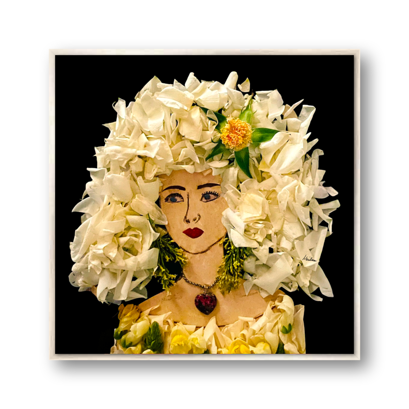 White Rose Metal Print - Square Silver