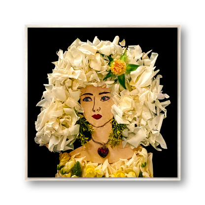 White Rose Metal Print - Square Silver